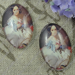 Glass Cabochons, Fashion accessories For settings,13x18mm, Sold by PC