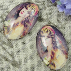 Glass Cabochons, Fashion accessories For settings,20x30mm, Sold by PC