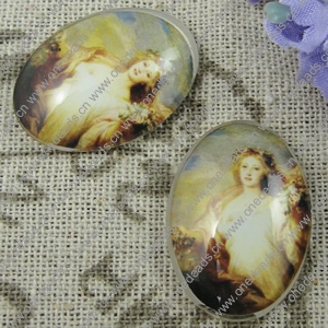 Glass Cabochons, Fashion accessories For settings,20x30mm, Sold by PC 