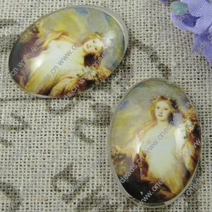 Glass Cabochons, Fashion accessories For settings,18x25mm, Sold by PC