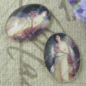 Glass Cabochons, Fashion accessories For settings,20x30mm, Sold by PC