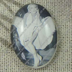 Glass Cabochons, Fashion accessories For settings, 30x40mm,Sold by PC