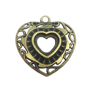 Pendant settings. Fashion Zinc Alloy Jewelry Findings. Heart 28x26mm, Sold by Bag  
