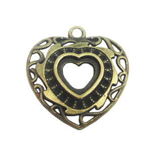 Pendant settings. Fashion Zinc Alloy Jewelry Findings. Heart 28x26mm, Sold by Bag  