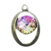 Zinc alloy Pendant, Fashion jewelry findings, Many colors for choice, Flat oval 28x16mm, Sold By Bag