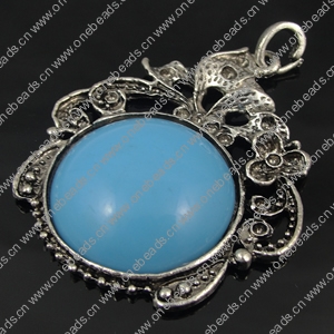 Pendant with Resin Cabochons. Fashion Zinc Alloy Jewelry Findings. 53x70mm. Sold by PC