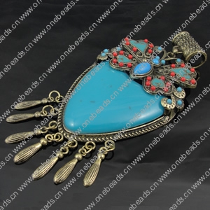 Pendant with Resin Cabochons. Fashion Zinc Alloy Jewelry Findings. 60x120mm. Sold by PC