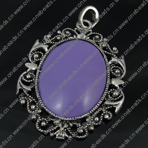 Pendant with Resin Cabochons. Fashion Zinc Alloy Jewelry Findings. 44x65mm. Sold by PC