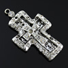 Crystal Zinc alloy Pendant, Fashion jewelry findings, Many colors for choice, Cross 46x78mm, Sold By PC
