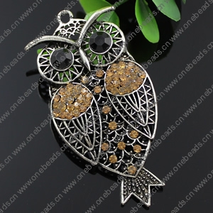 Crystal Zinc alloy Pendant, Fashion jewelry findings, Many colors for choice, Animal 40x81mm, Sold By PC