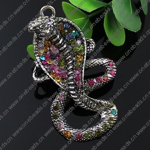 Crystal Zinc alloy Pendant, Fashion jewelry findings, Many colors for choice, Animal 68x40mm, Sold By PC