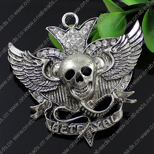 Crystal Zinc alloy Pendant, Fashion jewelry findings, Many colors for choice, Skeleton 58x58mm, Sold By PC