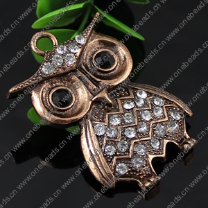 Crystal Zinc alloy Pendant, Fashion jewelry findings, Many colors for choice, Animal 42x60mm, Sold By PC