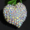 Crystal Zinc alloy Pendant, Fashion jewelry findings, Many colors for choice, Heart 41x38mm, Sold By PC
