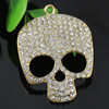 Crystal Zinc alloy Pendant, Fashion jewelry findings, Many colors for choice, Skeleton 53x39mm, Sold By PC