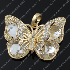 Crystal Zinc alloy Pendant, Fashion jewelry findings, Many colors for choice, Animal 45x50mm, Sold By PC