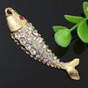 Crystal Zinc alloy Pendant, Fashion jewelry findings, Many colors for choice, Animal 69x17mm, Sold By PC
