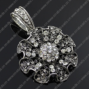 Crystal Zinc alloy Pendant, Fashion jewelry findings, Many colors for choice, Flower 53x72mm, Sold By PC