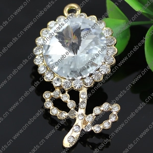 Crystal Zinc alloy Pendant, Fashion jewelry findings, Many colors for choice, Flower 33x60mm, Sold By PC