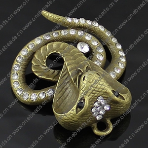 Crystal Zinc alloy Pendant, Fashion jewelry findings, Many colors for choice, Animal 50x63mm, Sold By PC
