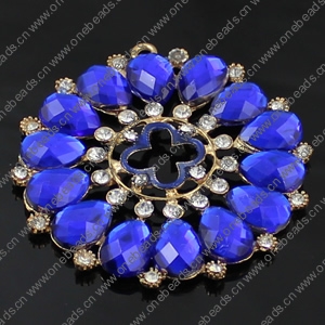 Crystal Zinc alloy Pendant, Fashion jewelry findings, Many colors for choice, Flower 72x75mm, Sold By PC