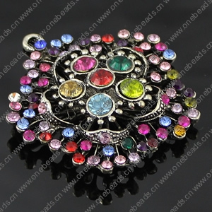 Crystal Zinc alloy Pendant, Fashion jewelry findings, Many colors for choice, Flower 51x54mm, Sold By PC