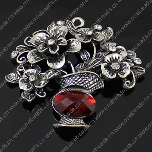 Crystal Zinc alloy Pendant, Fashion jewelry findings, Many colors for choice, Flower 59x59mm, Sold By PC