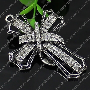 Crystal Zinc alloy Pendant, Fashion jewelry findings, Many colors for choice, Cross 70x50mm, Sold By PC