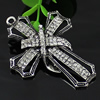 Crystal Zinc alloy Pendant, Fashion jewelry findings, Many colors for choice, Cross 70x50mm, Sold By PC