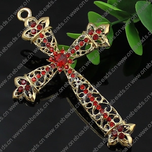 Crystal Zinc alloy Pendant, Fashion jewelry findings, Many colors for choice, Cross 96x63mm, Sold By PC