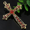 Crystal Zinc alloy Pendant, Fashion jewelry findings, Many colors for choice, Cross 96x63mm, Sold By PC
