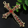 Crystal Zinc alloy Pendant, Fashion jewelry findings, Many colors for choice, Cross 96x63mm, Sold By PC