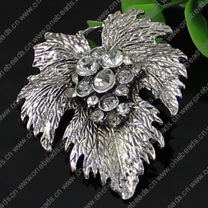 Crystal Zinc alloy Pendant, Fashion jewelry findings, Many colors for choice, Leaf 64x55mm, Sold By PC