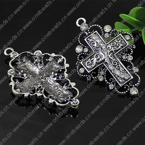 Crystal Zinc alloy Pendant, Fashion jewelry findings, Many colors for choice, Cross 74x48mm, Sold By PC