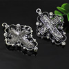 Crystal Zinc alloy Pendant, Fashion jewelry findings, Many colors for choice, Cross 74x48mm, Sold By PC

