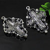 Crystal Zinc alloy Pendant, Fashion jewelry findings, Many colors for choice, Cross 74x48mm, Sold By PC