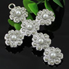 Pendant with pearl Cabochons. Fashion Zinc Alloy Jewelry Findings. Cross 57x82mm. Sold by PC
