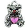 Crystal Zinc alloy Pendant, Fashion jewelry findings, Many colors for choice, Animal 20x13mm, Sold By PC