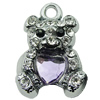 Crystal Zinc alloy Pendant, Fashion jewelry findings, Many colors for choice, Animal 20x13mm, Sold By PC
