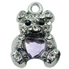 Crystal Zinc alloy Pendant, Fashion jewelry findings, Many colors for choice, Animal 20x13mm, Sold By PC