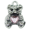 Crystal Zinc alloy Pendant, Fashion jewelry findings, Many colors for choice, Animal 20x13mm, Sold By PC
