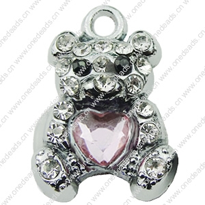 Crystal Zinc alloy Pendant, Fashion jewelry findings, Many colors for choice, Animal 20x13mm, Sold By PC