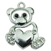 Crystal Zinc alloy Pendant, Fashion jewelry findings, Many colors for choice, Animal 22x28mm, Sold By PC