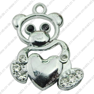Crystal Zinc alloy Pendant, Fashion jewelry findings, Many colors for choice, Animal 22x28mm, Sold By PC