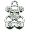 Crystal Zinc alloy Pendant, Fashion jewelry findings, Many colors for choice, Animal 15x25mm, Sold By PC
