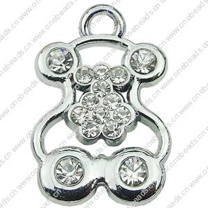 Crystal Zinc alloy Pendant, Fashion jewelry findings, Many colors for choice, Animal 15x25mm, Sold By PC