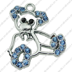 Crystal Zinc alloy Pendant, Fashion jewelry findings, Many colors for choice, Animal 22x29mm, Sold By PC
