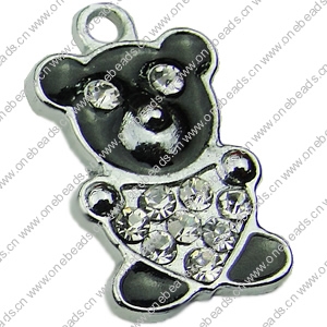 Crystal Zinc alloy Pendant, Fashion jewelry findings, Many colors for choice, Animal 11x18mm, Sold By PC