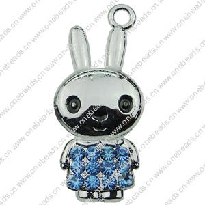 Crystal Zinc alloy Pendant, Fashion jewelry findings, Many colors for choice, Animal 14x32mm, Sold By PC