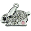 Crystal Zinc alloy Pendant, Fashion jewelry findings, Many colors for choice, Animal 25x22mm, Sold By PC

